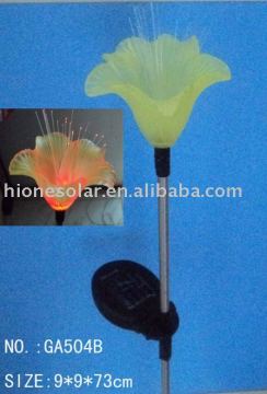 Plastic Flower Spile Solar Garden Light In Yellow