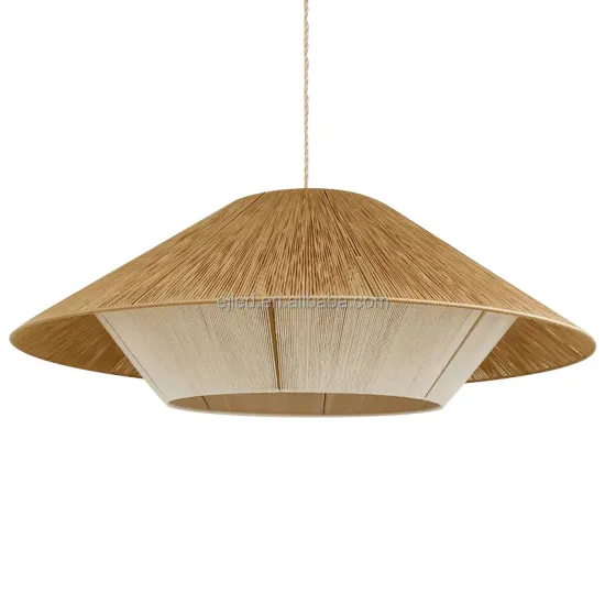 Handcrafted Wholesale Lampshade: Natural Hemp Rope Flying Saucer Pendant Light with Industrial Rattan Chandelier Design - RT0067