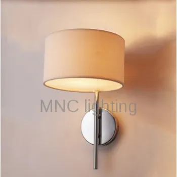 simple European chrome metal fabric shade LED wall lamps