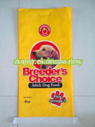 customed design 5kg animal feed bag / pp woven animal food sack 5kg clear windown with handle /5kg animal feed plastic bag