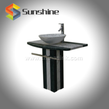 Natural Stone Freestanding Console Sink With Towel Hanger