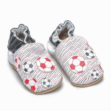 Унисекс печат бебе футбол меки кожени обувки