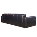 Gaya Retro Black Leather Italian Big Size Sofa