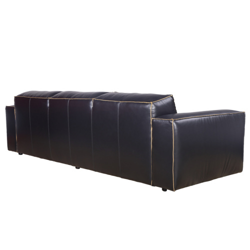 Sofa phong cách retro da đen Ý kích thước lớn