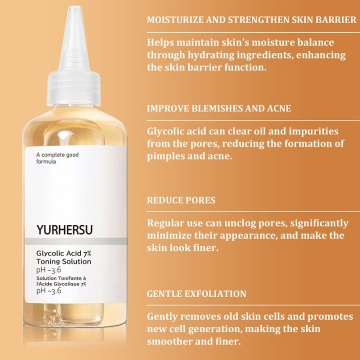 YURHERSU Face Hydration Serum with 7% Glycolic Acid Toner