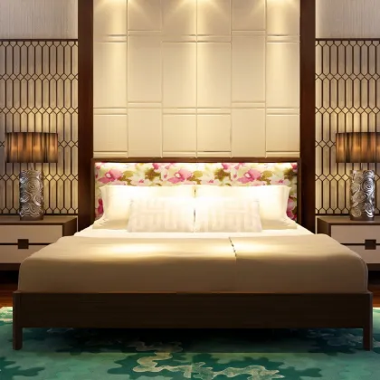 Modern style bed soft by solid wood