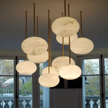 Custom Cluster Globe Pendant Light Alabaster Chandeliers for Bedroom and Living Room