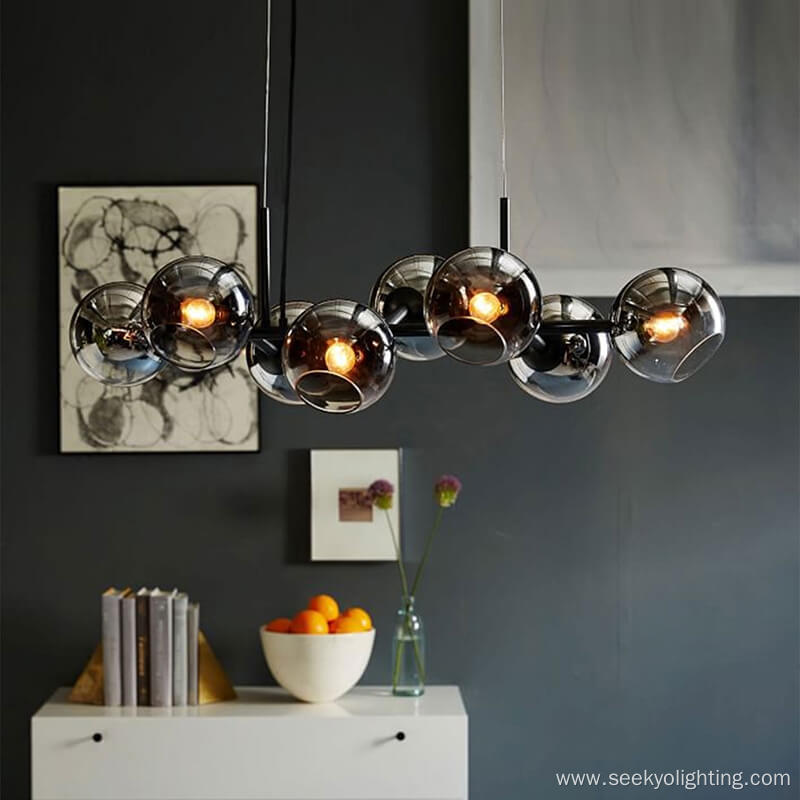 Black dining table chandelier modern