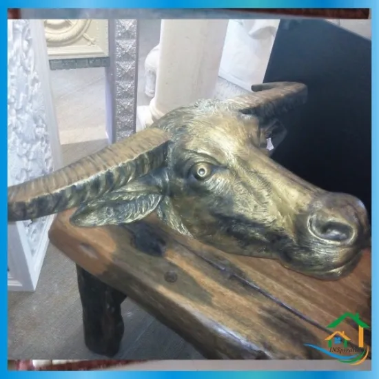 Antique stone animal head wall decor