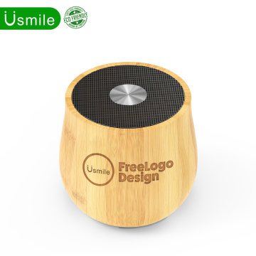 Wholesale Cheap Mini LED Logo Bamboo Wireless Speakers for Christmas Promotions