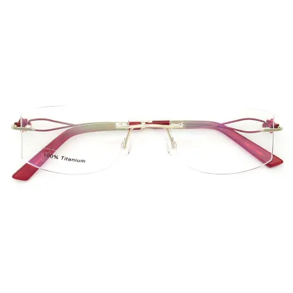 Classic Rectangle Titanium Optical Rimless Glasses Frame