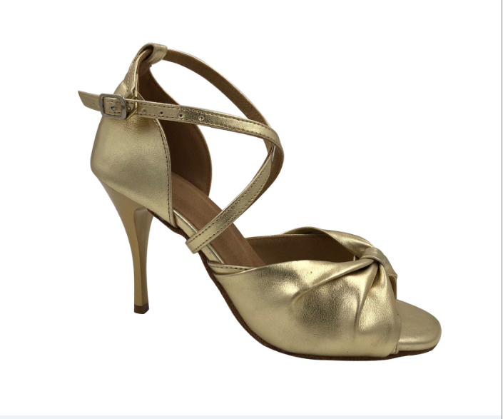 Girls Gold Latin Shoes With High Heel