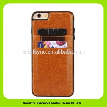 Fashion genuine leather mobile phone case with card slots 16129