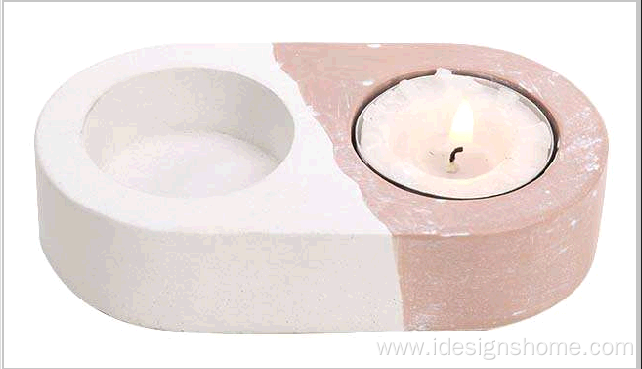 Solid Concrete Tea Light Holders in White Pink