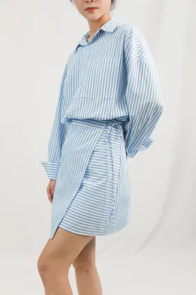 French Slimming Striped Shirt Dress