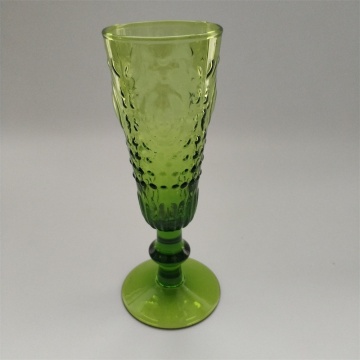 Mouth blown solid green color wine glass