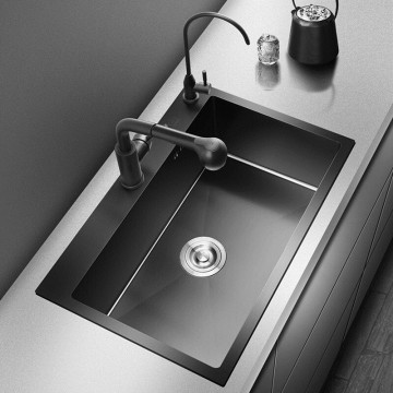 3mm Black Single Kitchen Sinks Multi Function Above Udermount Vegetable Washing Basin Sink for Kitchen Stainless Steel Hand Made