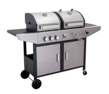 Deluxe Gas Charcoal 2-In-1 Combo Outdoor BBQ Grill