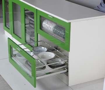Slide Out Cabinet Drawers for Kitchen Organization: Dish and Bowl Pull-Out Organizer