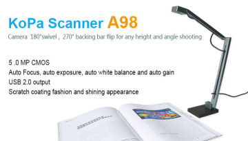 5.0 Mp Cmos Hd High Speed Document Scanner With 180°swivel Camera