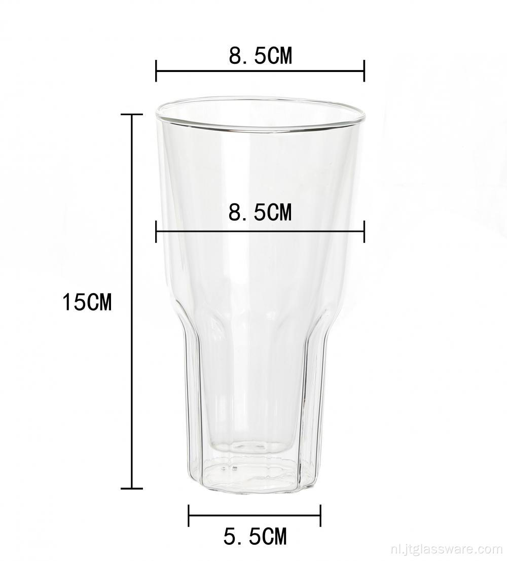 Handgemaakte hoge borosilicaatglas dubbelwandige glazen beker