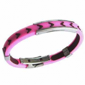 Fesyen Wristband silikon keluli tahan karat, bebas toksik, warna-warna yang pelbagai disediakan