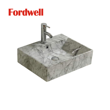 Rectangular Hotel Wash Basin - Luxury Ceramic Marble Sink with One Hole