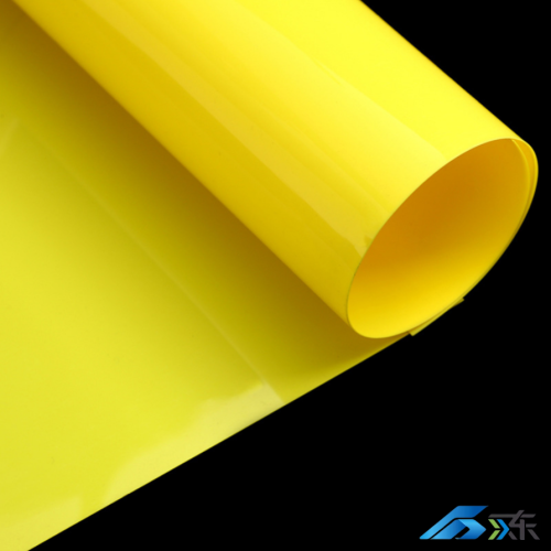 Hoja de color decorativa industrial de PET amarillo de alto brillo