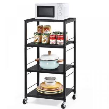 Matte Black Kitchen Storage Cart with Wheels