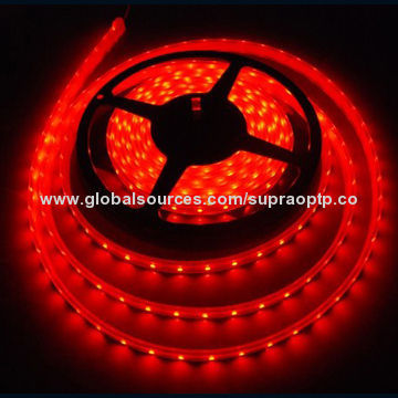Red Color Flexible LED Strip, 60 Pieces of 3528 SMD LEDs/Meter, 120 Degrees Beam Angle