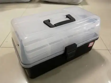 Plastic Fish Tackle Box 3-Tray Fishing Bait Organizer Case