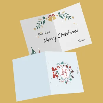 Custom Design Luxury White Cardboard Greetings - Folded Handwritten Christmas Cards