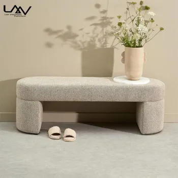 Modern Khaki Bench and Wood Furniture for Hotel Bedroom and Living Room