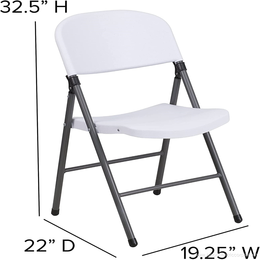 Granite white plastic banquet chair with gray frame