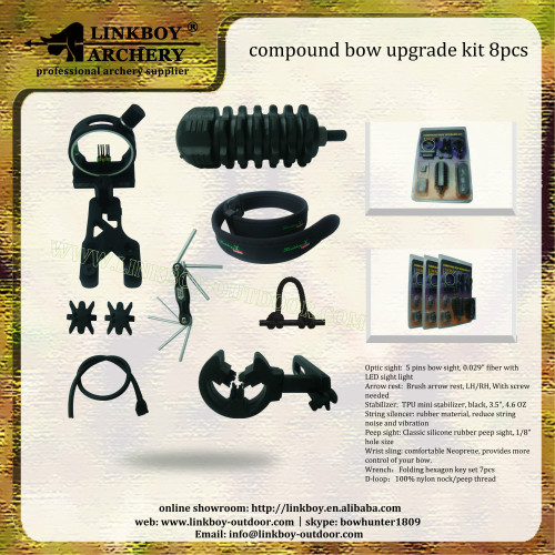 LBC001-2A-1 archery hunting, arrow rest, stabilizer, optic sight, peep sight, ompound bow upgrade kit