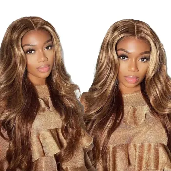 100% Virgin Brazilian Human Hair Frontal Wig 10A Grade Highlight Wigs Ombre Piano Color Human Hair Hd Lace Front Wigs