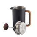 Black painting coffee french press with wood handle