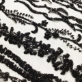 Μαύρο Sequins Lace κέντημα ύφασμα