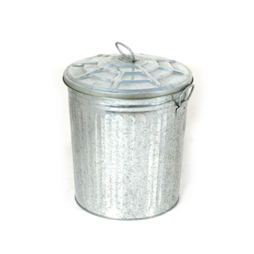 White Metal Kitchen Trash Bucket with Lid
