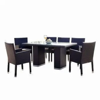 Outdoor Rattan Dining Set with Powder Coating Frame
