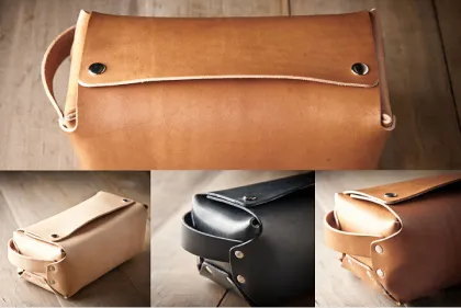 custom vintage vagetable tanned genuine leather tolitery bag for men