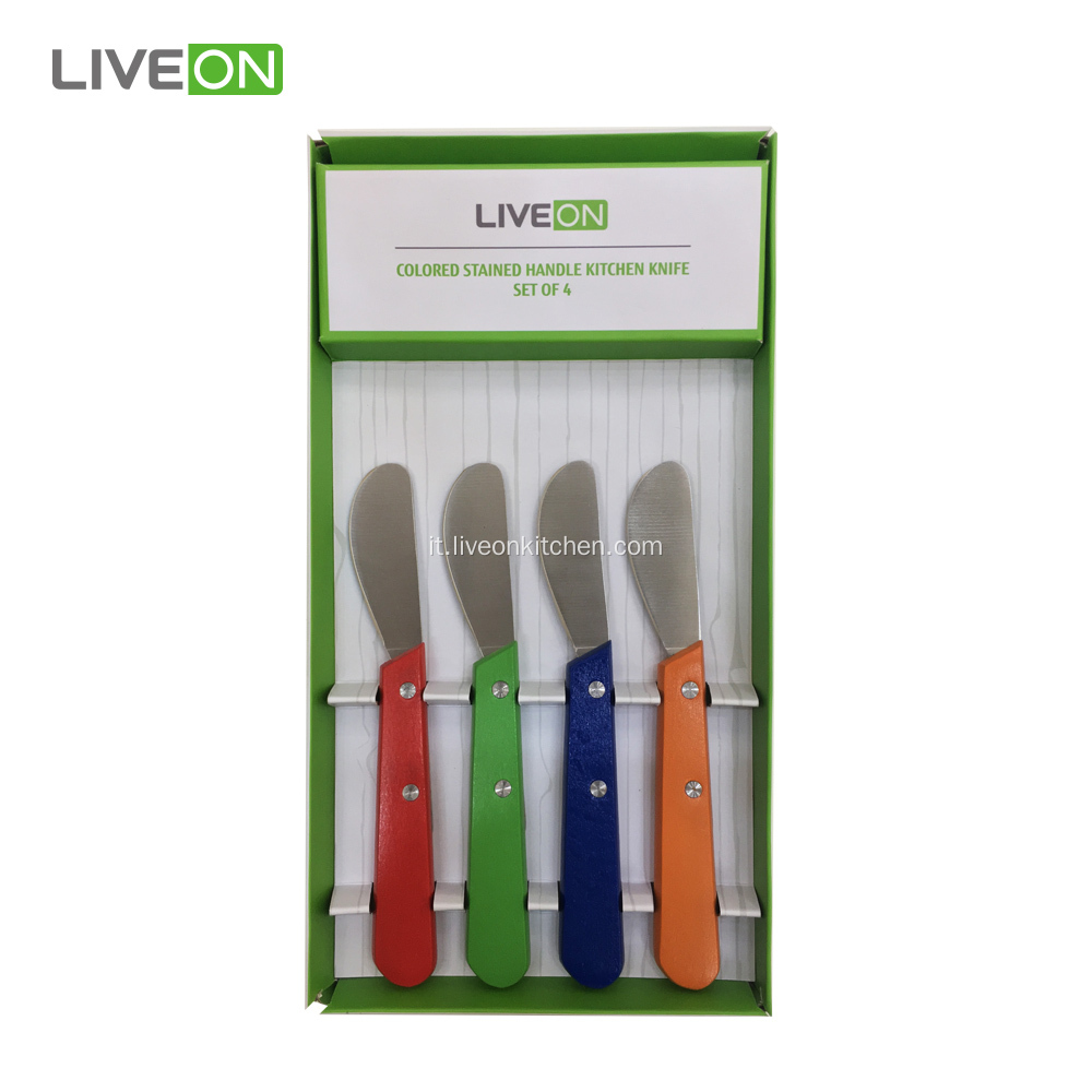 Butter Knife Wooden Handle Set 4 pezzi