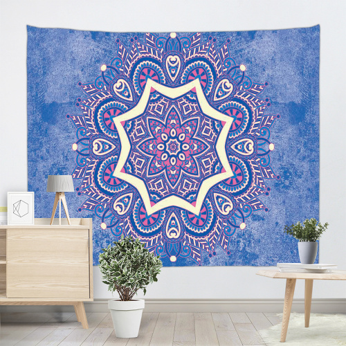Bohemian Tapestry Mandala Wall Hanging Indian Style Boho Psychedelic Tapestry for Livingroom Bedroom Home Dorm Decor Blue