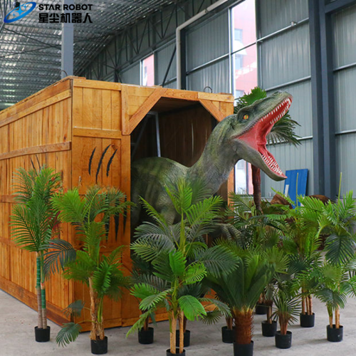 Velociraptor dinosaurus animatronik di luar kotak
