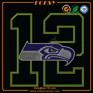 Seattle Seahawk 12 iron on crystal letters transfers