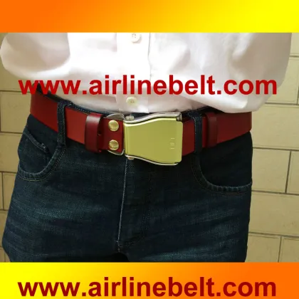 Top grade airplane buckle leather belt