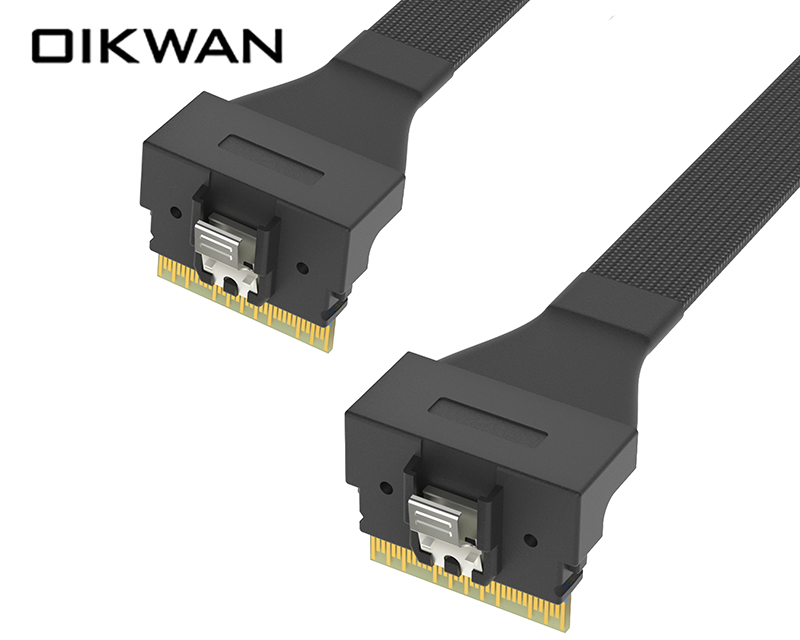 SlimSAS SFF-8654 8i Straight-Bend to 8i Straight-Bend Cable