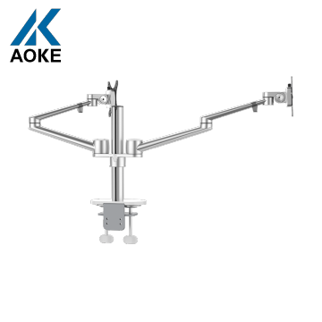 Wholesale Factory Monitor Mount: Desk Stand Holder with Gas Spring, Double Metal Bracket in Black, White, and Silver - Monitor Arm