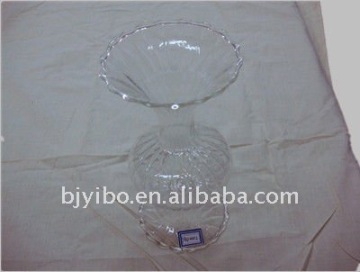 Round base tall clear glass candle holder