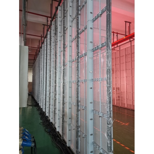 Transparent glass led screen behind window